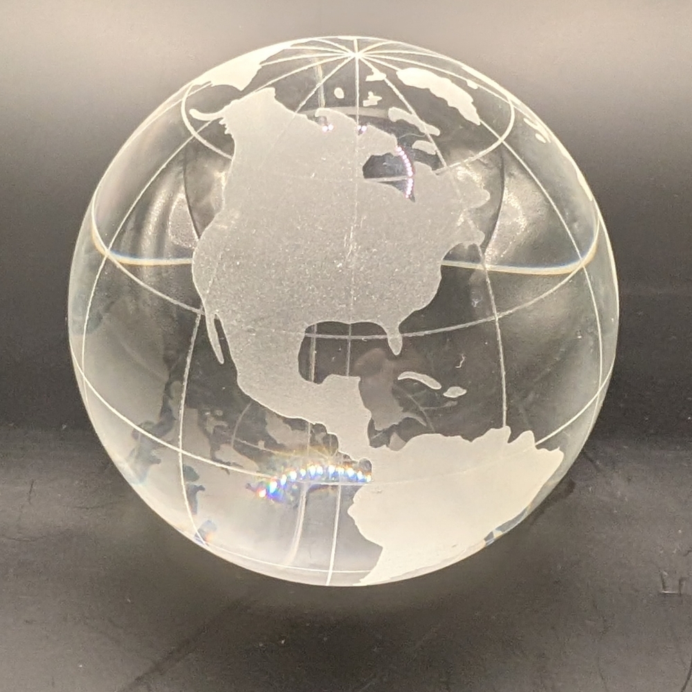 Oleg Cassini Clear Crystal Globe Art Piece